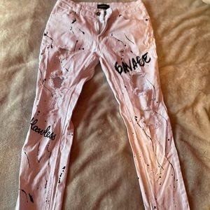 Savage distressed white pants size 7